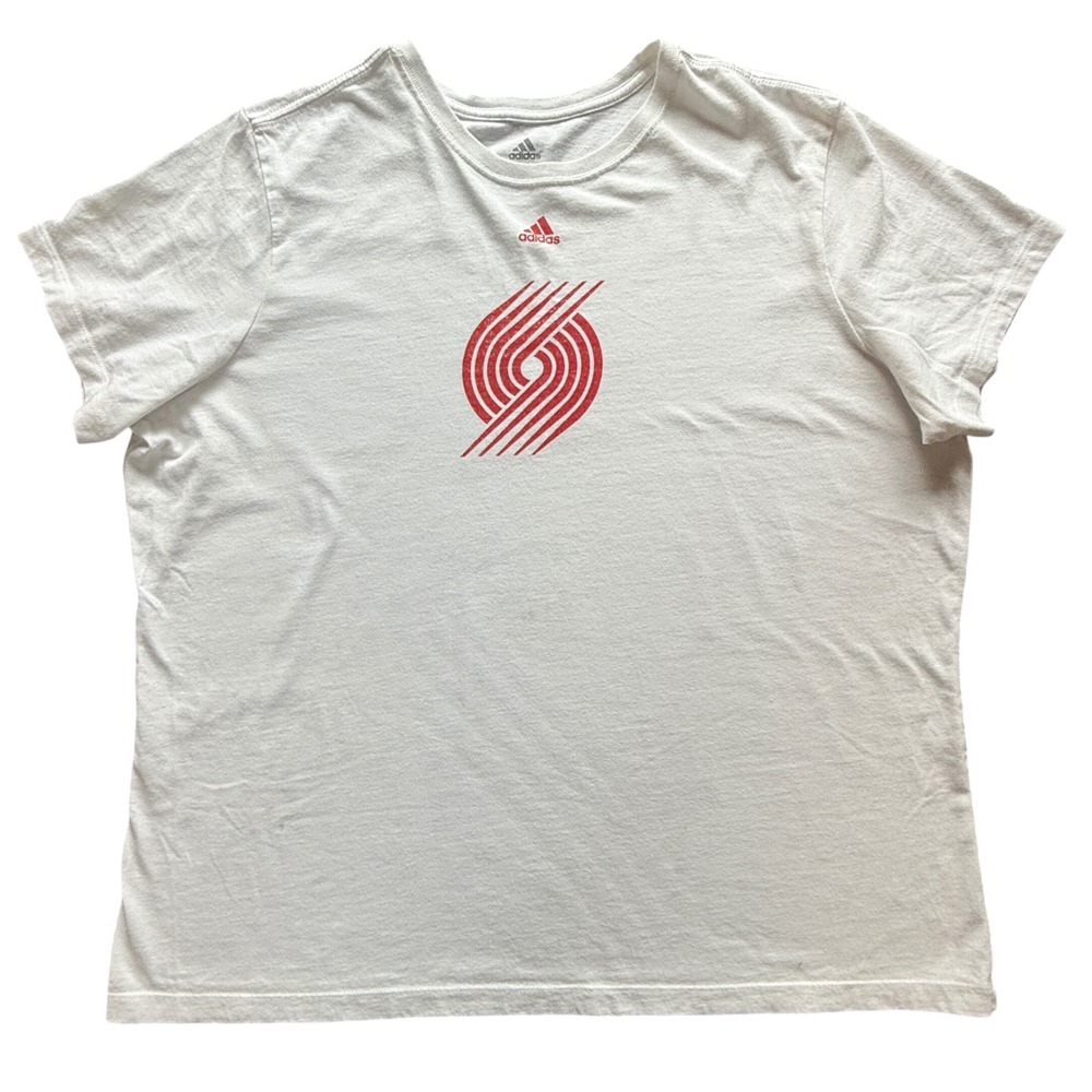Adidas Portland Trail Blazers T-Shirt Mens 2XL White NBA Logo Graphic Tee